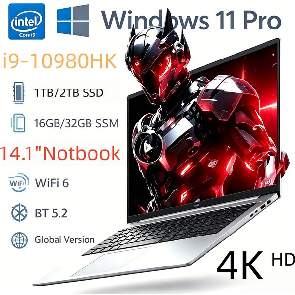 Nowy ultracienki laptop 14,1 cala, 32 GB RAM, 2 TB, Intel Core i9 10980HK, komputer do gier, wyświetlacz 1920*1080, komputer do biura i nauki, Windows Pro