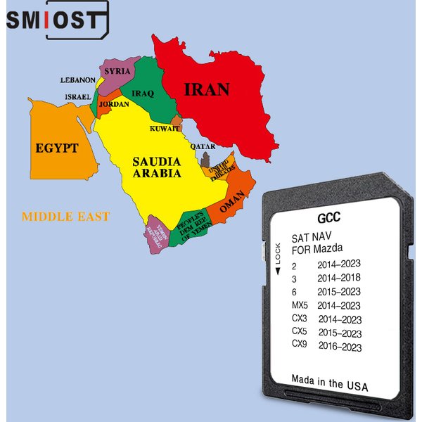 2024 Update-Karten GCC/Gulf AreaMiddle East Version für Mazda 2/3/6/MX5/CX5/CX9 Connect1 Navi SD-Karte GPS-Navigationskartensystem