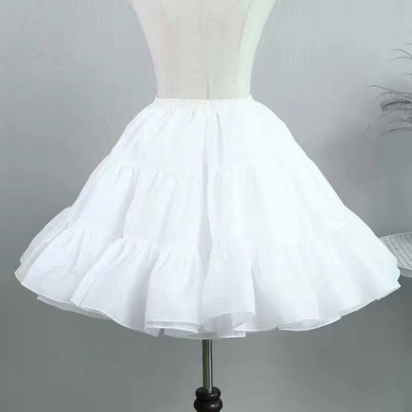 Modischer weißer Petticoat ohne Reif, JK-Unterrock, Krinoline, Lolita, atmungsaktiver Ballkleid-Petticoat, Blumenkleid-Accessoires