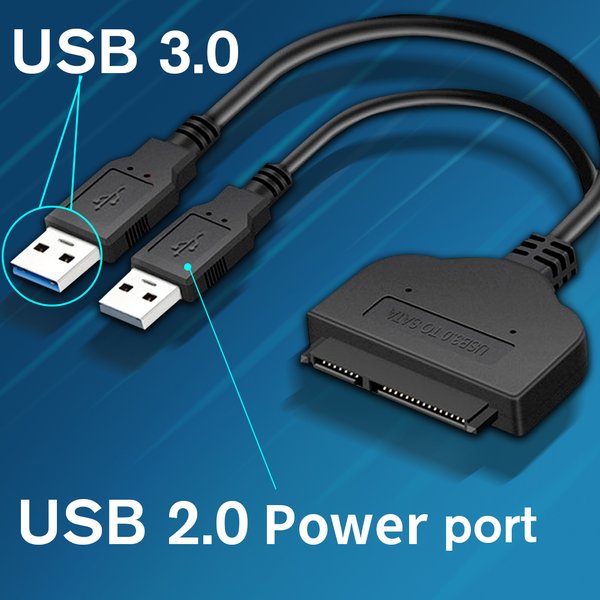Adaptateur de pilote dur Sata vers USB 3.0/2.0, prise en charge du disque dur SSD externe HDD de 2.5 pouces, câble Sata III à 22 broches, câble USB Sata