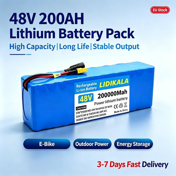 EU-Lagerbestand 3-7 Tage Schnelle Lieferung 13S3P 48V 200000mAh 18650 Lithium-Ionen-Akkupack mit Integriertem BMS Sicherheitsschutz Wiederaufladbarer Lithium-Akku für Elektroroller Faltbares E-Bike,
