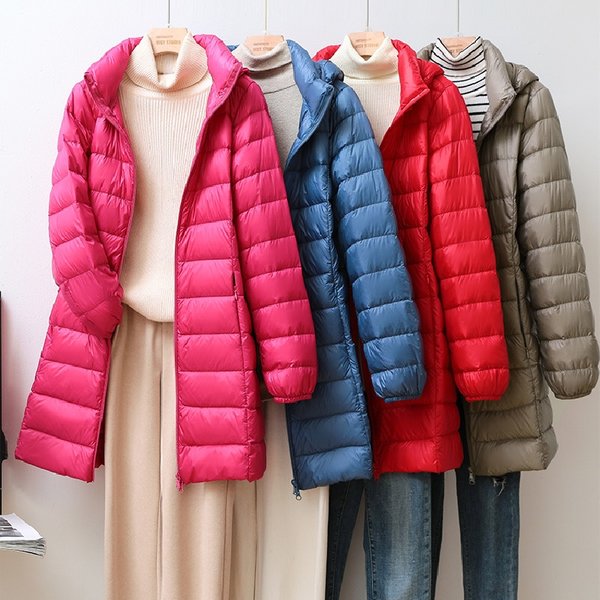 Frauen Mäntel Lange Winter Hut Abnehmbare Daunen Jacke Ultraleicht Dünne Packbare Frauen Mit Kapuze Oberbekleidung Weibliche Warme Mantel