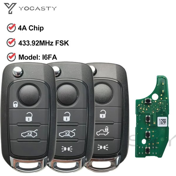 Clé télécommande pliable YOCASTY OEM PCB 2ADPXFI5AM433TX 433Mhz avec puce 4A pour FIAT 2016 2017 2018 Tipo Nuovo Grazie 500X Egea Fiat