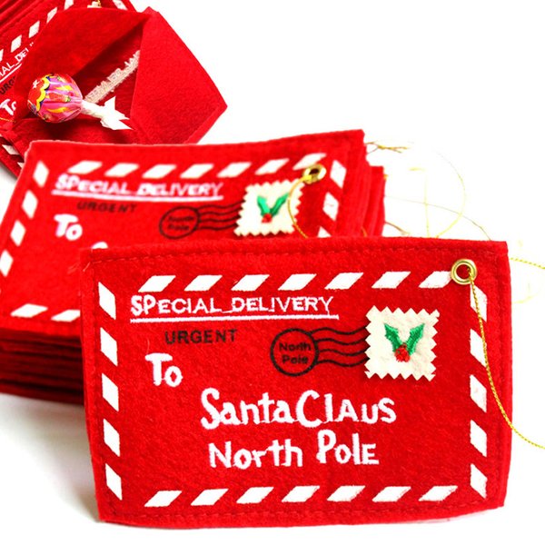 Sac à bonbons avec lettres de noël, 5 pièces, décoration, enveloppe en feutre du père noël, broderie pour ornement d'arbre de maison, fourniture de cadeaux de vacances pour enfants