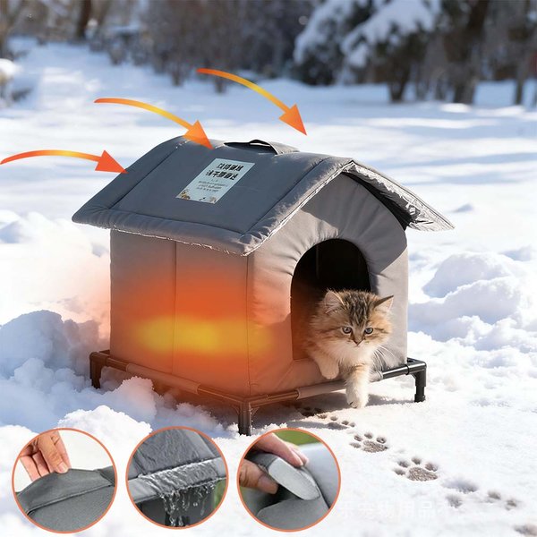 Wasserdichtes Katzen- und Hundehaus für Alle Wetterlagen, Warme Outdoor-Höhle für den Winter, Faltbare und Waschbare Schlafplätze für Welpen, Cuccia Gatti