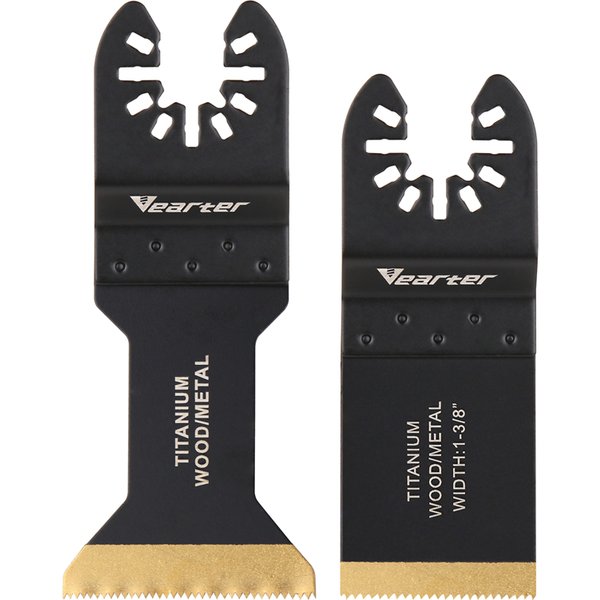 Vearter 2 Stück 34/44 mm universelles oszillierendes Multitool-Sägeblatt mit Titanbeschichtung zum Schneiden von Metall, Nägeln, Holz, Kunststoff, hartem Material