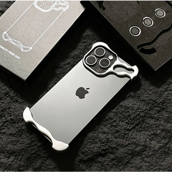Coque de téléphone en métal irrégulier pour iPhone Air 13 14 15 16 17 18 Pro Max Plus, film de protection pour objectif, coque antichoc en aluminium brut