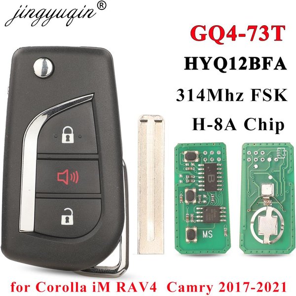 jingyuqin GQ4-73T /HYQ12BFA 314Mhz H (8A) Chip Remote Car Key For Toyota RAV4 Camry Corolla 2015 2016 2017 2018 2019 2020 2021