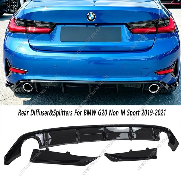 Max Style Gloss Black Rear Bumper Diffuser&Splitters For BMW G20 320i 320d 330i 330d Non M Sport 2019-2021 Pre-Facelift Tuning