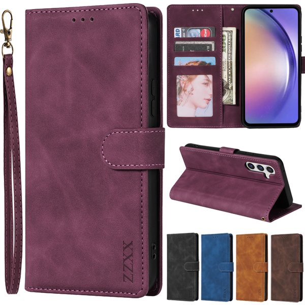 Étui portefeuille en cuir à rabat magnétique, support de fente pour carte, pour Samsung Galaxy S23 Ultra S22 Plus S21 FE S20 A12 A13 A14 A34 A52 A53 A54