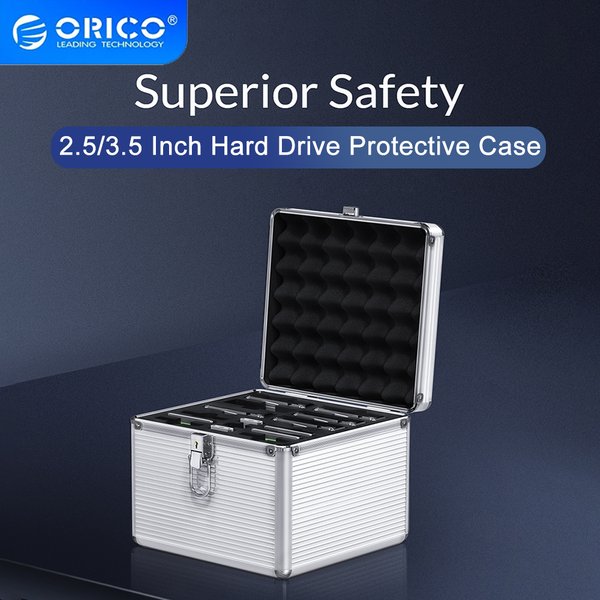 ORICO Aluminum 5/10/15 Bay 2.5/3.5 Inch Bay Hard Drive Protection Security Box with Locking Storage For 2.5 3.5'' HDD M2 SSD Bay
