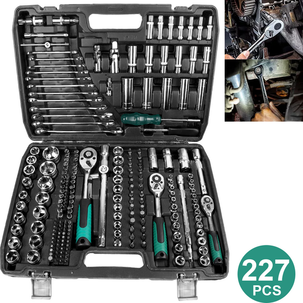 227 pièces jeu de clés à douille clé dynamométrique à cliquet Combo Kit outil de réparation de voiture 1/4 3/8 1/2 clé à cliquet tournevis embouts outil à main