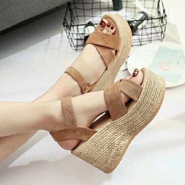 Sommer Schnalle frauen Sandalen Samt Flock Fisch Mund Mode High Heel Plattform Offene Zehen Frauen Sandalen Schuhe Drop Shipping