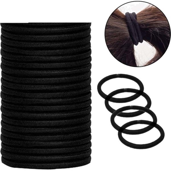 10/30/50pcs 4MM noir élastique pour queue de cheval bandes de cheveux élastiques chouchous pour femmes hommes fille dame bandeau ligue bandeau accessoire