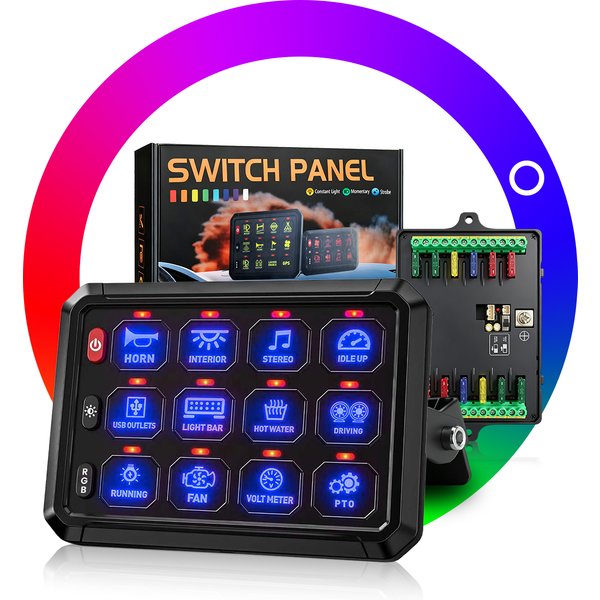 Boîtier de commande de relais de circuit universel 8/12 voies RGB avec contrôle par application (en option), système de commutation LED tactile à intensité variable automatique pour voiture,