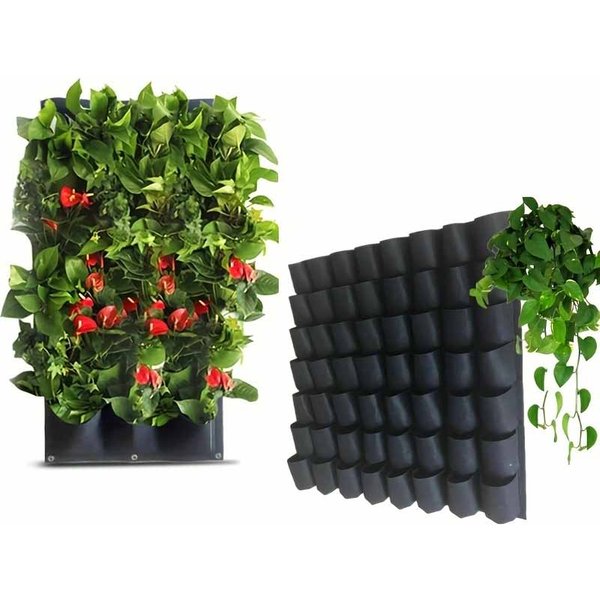 Multi-pocket Planting Bag Felt Vegetable Fruit Flowers Grow Bags for Plants Hanging Vertical Home Garden Black Plant Seeding Pot