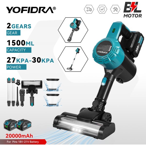 YOFIDRA 1500ML brosses aspirateur électrique 27-30KPA capteur de poussière Rechargeable outils électriques de nettoyage pour broche de batterie Makita