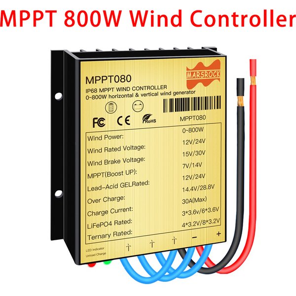 Contrôleur de Charge et de décharge éolienne MPPT 0 ~ 800W 30A, IP68, sortie éolienne automatique, DC AC 12/24v pour générateur d'éolienne