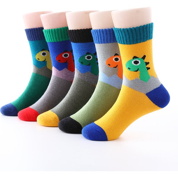 Neue 5 Paar Kindersocken Frühling Herbst Baumwolle Cartoon Dinosaurier Jungen Socken 3-15 Jahre Mädchen Socken