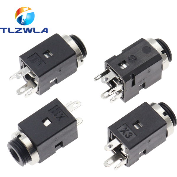 3.5MM Vertical socket 3Pin 4Pin 5Pin Stereo Female Socket Jack with Screw 3.5 Audio PJ-341 2/3/4 Poles Earphone Hole