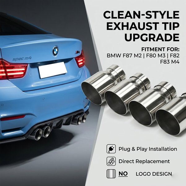 4 embouts d'échappement de 70 mm pour BMW F87 M2 F80 M3 F82 F83 M4, compatibles uniquement avec les tuyaux d'origine, embouts à branchement direct (argent/noir/mat)