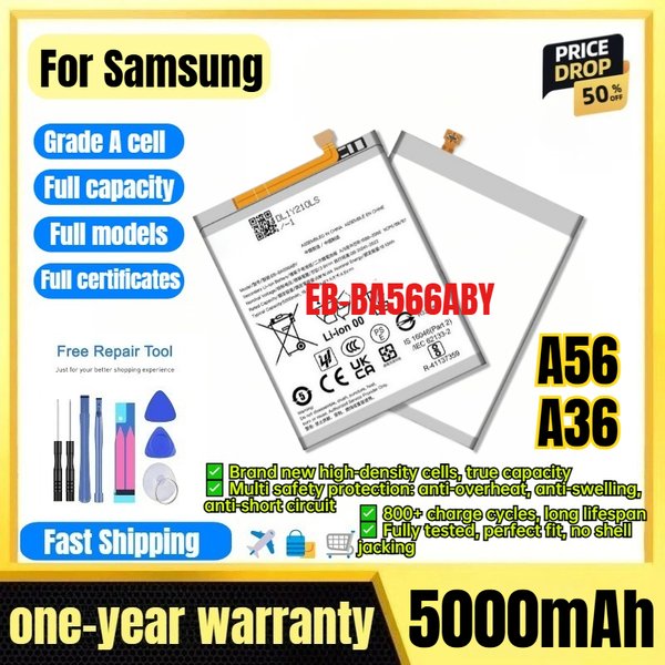 EB-BA566ABY für Samsung A56/A36 Handy-Akku 0 Zyklen Hochwertige Kapazität Ersatzbatterie Bateria Grade A Zelle mit Werkzeug