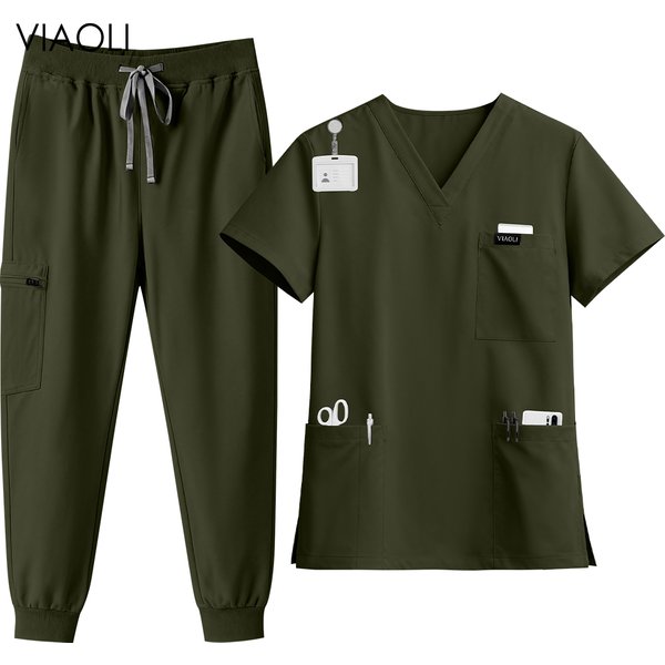 Haute qualité pharmacie clinique Salon de beauté Spa haut + pantalon hôpital uniforme chirurgical femme hommes soins infirmiers médicaux gommage uniformes ensemble