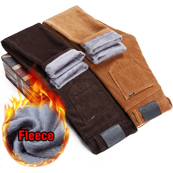 4 couleurs hiver hommes pantalons décontractés chauds Style classique polaire épaissi velours côtelé pantalons d'affaires mâle marque vêtements