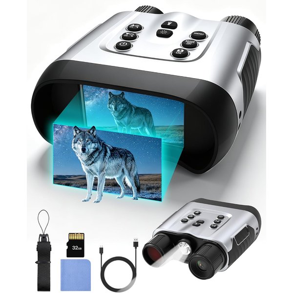 4K Night Vision Goggles with Holographic Display, Night Vision Binoculars 9000mAh Battery 1314 FT Range