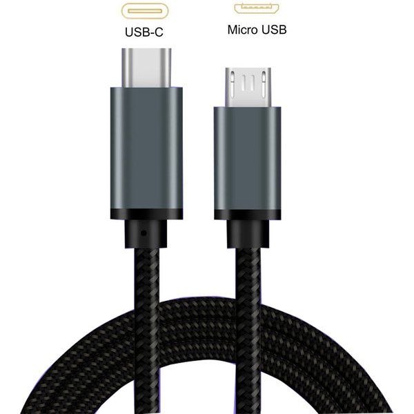 Geflochtenes USB-C-auf-Micro-USB-Kabel, schnelles USB Typ C auf Micro-USB-OTG-Ladesynchronisierungskabel, USB-C auf Micro-USB für Samsung Xiaomi Huaw