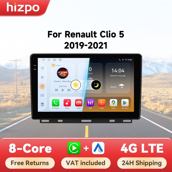 Hizpo 9 Zoll Autoradio Carplay für Renault Clio 5 2019 - 2021 Multimedia-Player GPS-Navigation 2din Android Auto Stereo-Bildschirm
