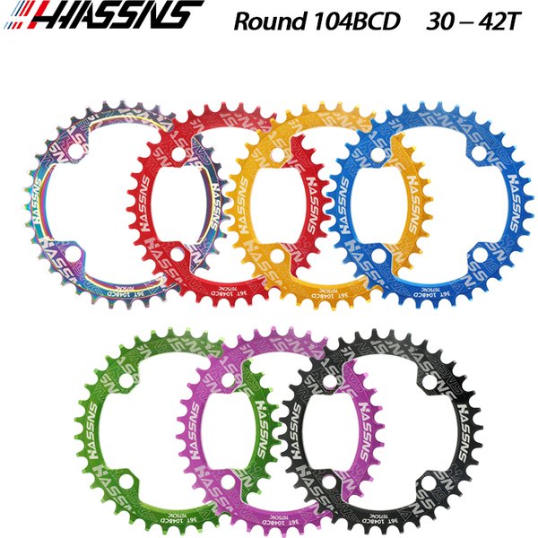 HASSNS 104BCD vtt plateau rond ovale VTT étroit large dent roue à chaîne vélo Rotor pédalier 30/32/34/36/38/40/42T