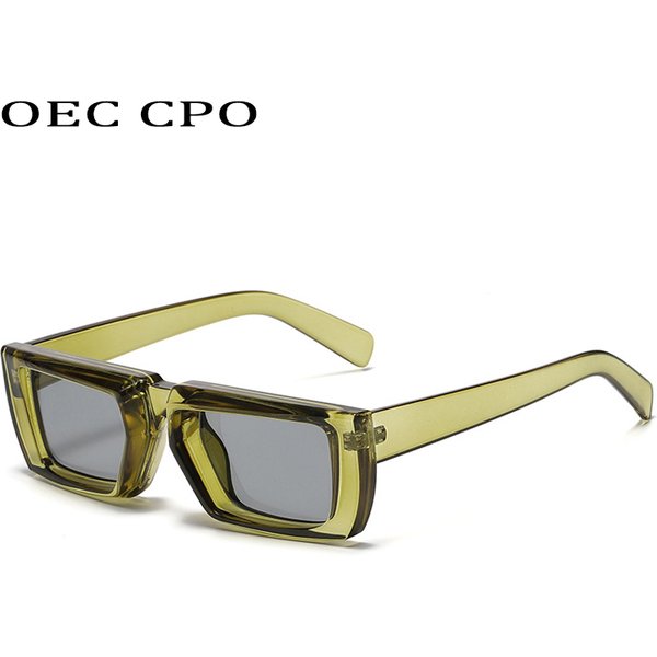 OEC CPO Vintage Rectangle lunettes de soleil femmes Punk petit cadre lunettes de soleil MenTrends lunettes carrées UV400 nuances lunettes de mode
