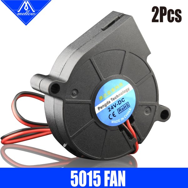Mellow – ventilateur d'imprimante 3D 5015, 12V/24V, 0,15a, roulement à manchon sans balais, pour Reprap I3 DC, ventilateur de refroidissement Turbo 5015S, 2 pièces/lot
