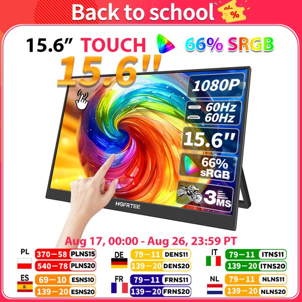 Hgfrtee 15,6 Zoll Touch tragbarer Monitor ADS-IPS 1920*1080p 300cd/m2 erweitertes Display für Laptop zweiten Bildschirm Xbox ps4/5