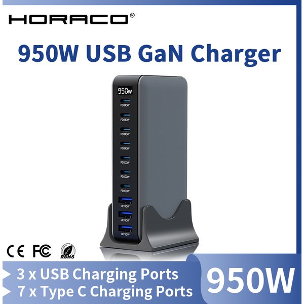950W USB C GaN Ladegerät 100W PD3.0 PPS QC3.0 Multiport Schnellladestation für Laptop iPhone Samsung MacBook Pro Tablet