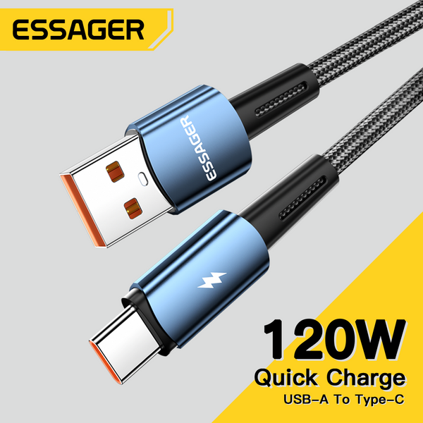 Essager 120W USB Type C câble pour Xiaomi 12Pro 6A pour Redmi K50 Note 11Pro Black Shark 5Pro USB câbles de Charge rapide cordon de données 2m