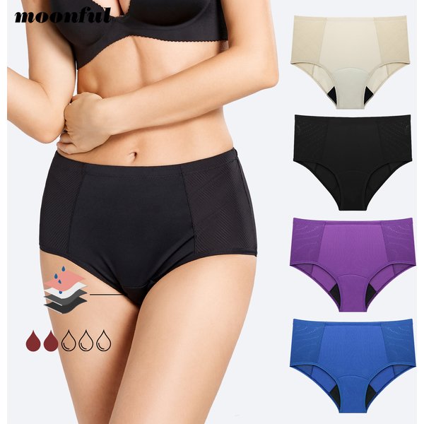 Culotte menstruelle pour femmes, taille haute, sous-vêtements menstruels absorbants, 4 couches, maille respirante, Hipster, culotte de maternité