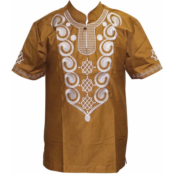 Chemise brodée à manches courtes pour hommes, 100% coton, chemises décontractées, col mandarin, vêtements pour hommes avec bouton unique, été et automne