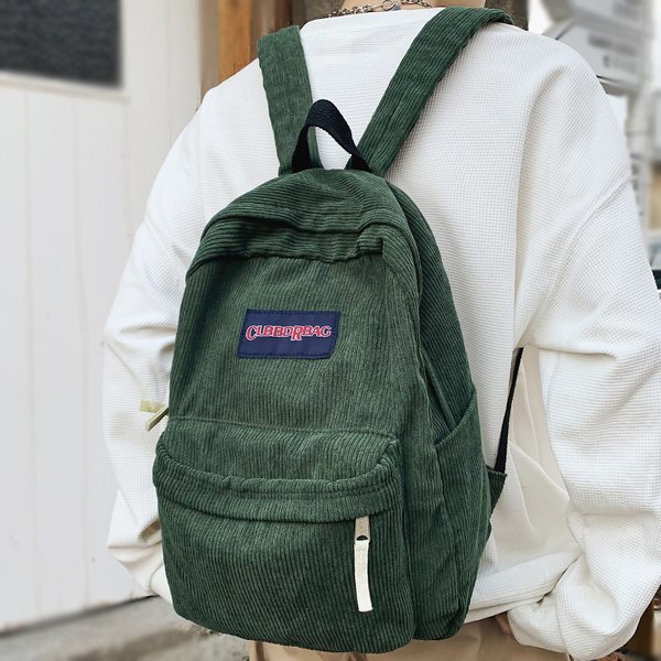 Vintage Junge Mädchen Cord Grün Schultasche Männer Frauen Laptop College Rucksack Coole Dame Student Mode Weibliche Reise BookBag Neue