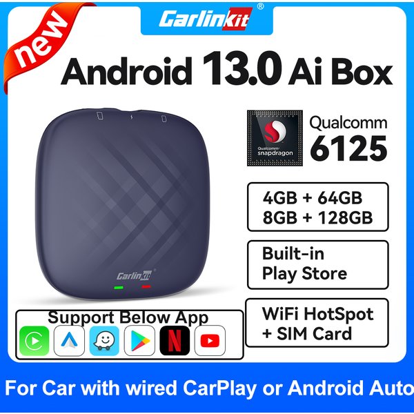 2026NEUE CarlinKit CarPlay Ai Box Qualcomm 8-Core Android 13 Drahtlose Carplay Android Auto Auto Video TV Box WiFi SIM Für Netflix