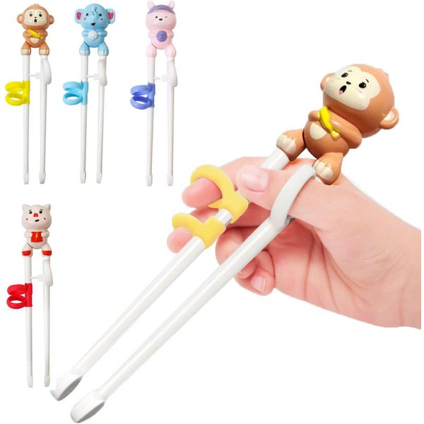Baguettes d'apprentissage pour bébé, baguettes d'animaux de dessin animé pour débutant, vaisselle pour enfants, aide à l'entraînement à l'alimentation