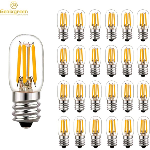 Ampoules LED Edison T20 2W Dimmables E12 E14, Ampoules LED Tubulaires à Filament, Tube en Verre Transparent 2200K, Mini Lampes de Nuit Suspendues pour Réfrigérateur