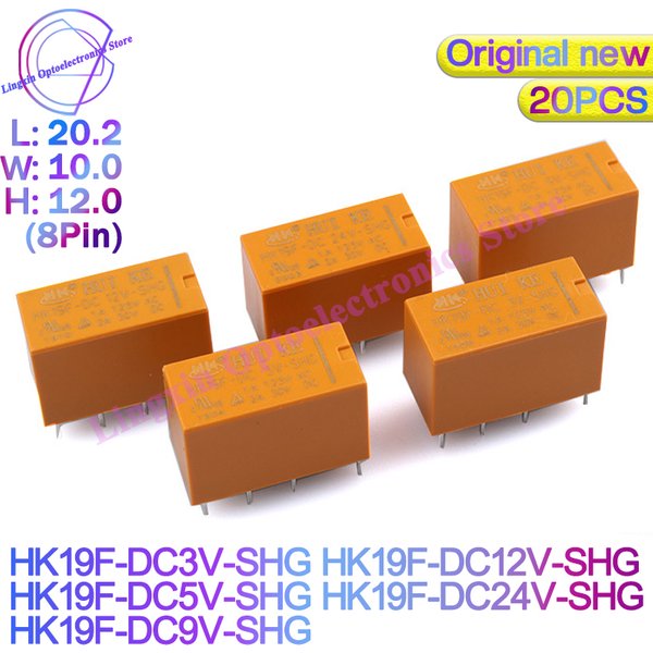 Signal cite HK19F-DC 3V 5V 6V 9V 12V 24V-SHG Relais HK19F-DC12V-SHG HK19F-DC24V-SHG 8PIN pipeline 2 Ouvert 2 Fermé 4078 20 PCS/Lot