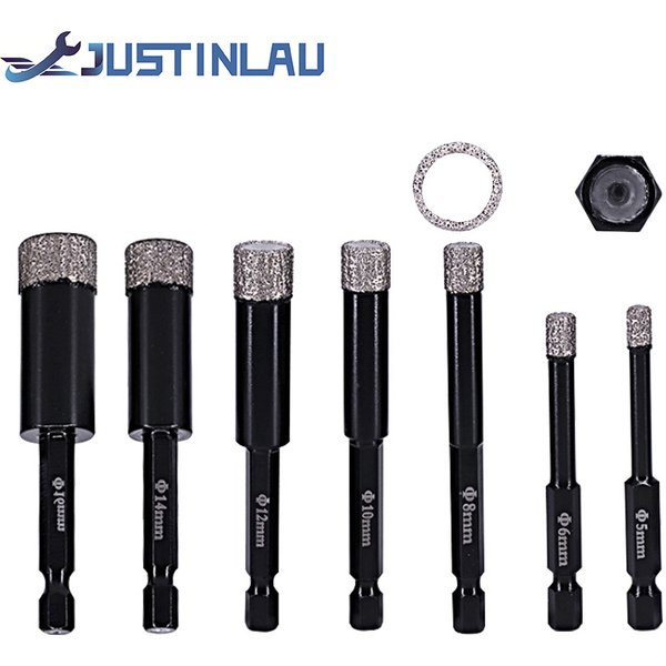 JUSTINLAU 5–16 mm Sechskantschaft, gelöteter Trockenkeramikfliesenbohrer, Marmor, Granit, verglaste Fliesen, Lochöffner, Diamantbohrer