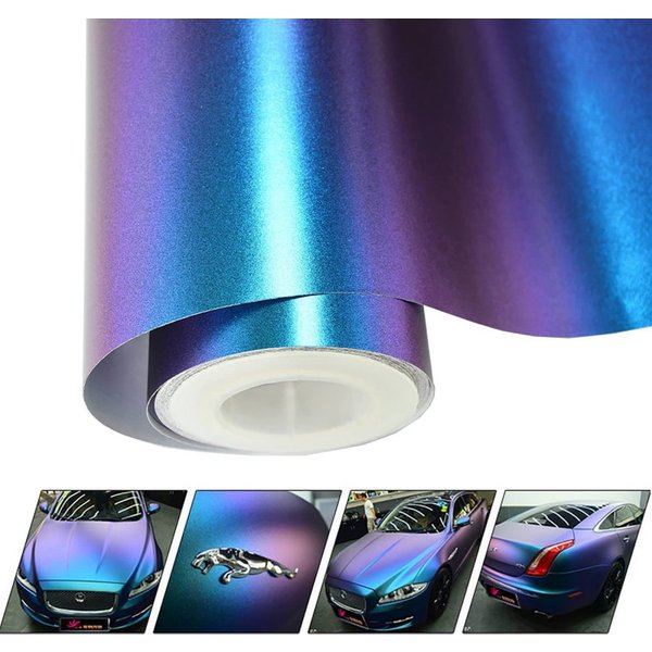 30 X 100CM Chameleon Vinyl Wrap Matte Metallic Vehicle Film Purple to Blue Stretchable Air Release DIY Decals (Purple to Blue)
