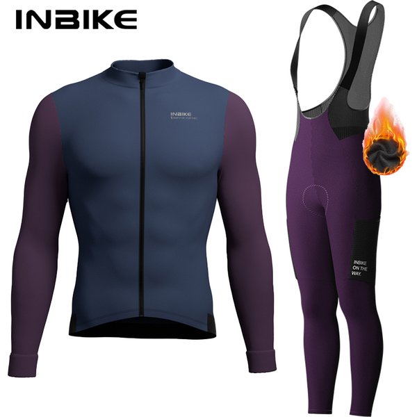 INBIKE Winter-Radbekleidung für Herren, Fleece-Radsets, Langarmtrikot mit Taschen, lange Radhose für Rennräder