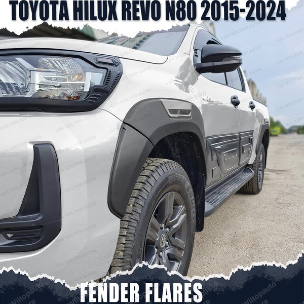 Für Toyota Hilux N80 Kotflügelverbreiterungen 2015-2024 Revo Rocco Rogue Radlaufverlängerungen OEM-Stil 12mm Breit ABS Mattschwarz