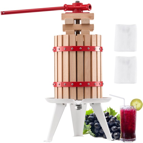 SucceBuy Presse à fruits et vin 6L-18L avec panier en bois massif, presse manuelle pour jus, cidre, tincture de pomme et de raisin, miel, huile d'olive