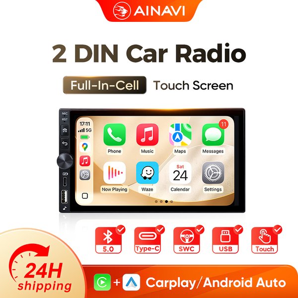 AINAVI 7" MP5 GPS CarPlay Universelles Autoradio Android Auto HD IPS Touchscreen BT Typ-C Auto-Multimedia Autoaudio